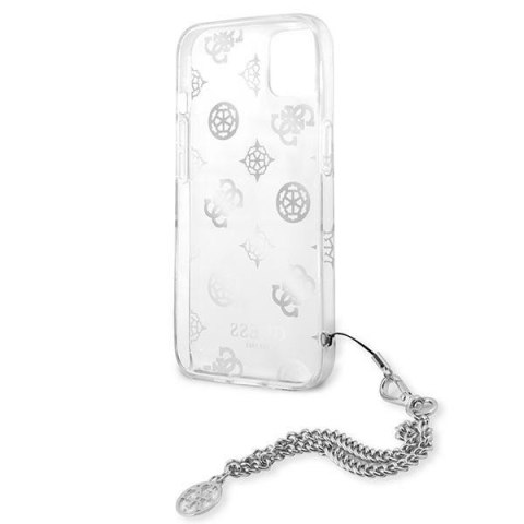 Etui na telefon iPhone 13 mini Guess srebrne hardcase Peony Chain