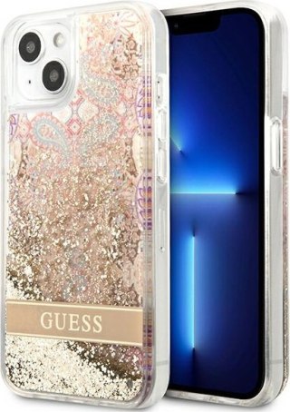 Etui na telefon iPhone 13 mini Guess złote hardcase Paisley Glitter