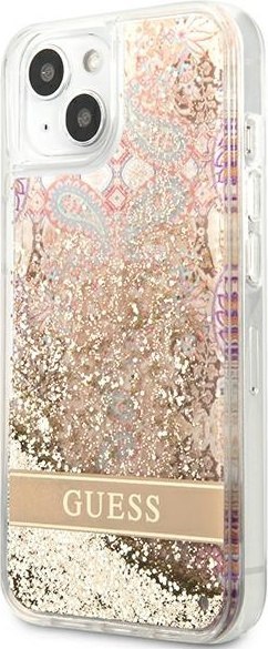 Etui na telefon iPhone 13 mini Guess złote hardcase Paisley Glitter