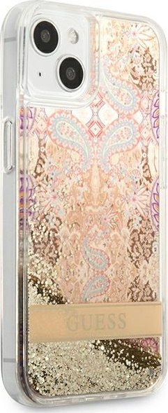 Etui na telefon iPhone 13 mini Guess złote hardcase Paisley Glitter