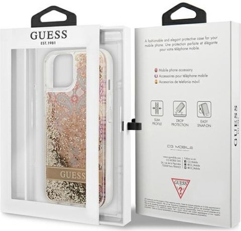 Etui na telefon iPhone 13 mini Guess złote hardcase Paisley Glitter