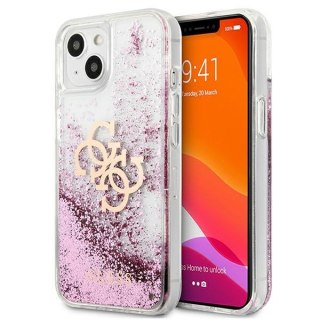 Etui na telefon iPhone 13 mini Guess różowe hardcase Big Liquid Glitter