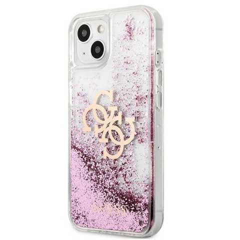 Etui na telefon iPhone 13 mini Guess różowe hardcase Big Liquid Glitter