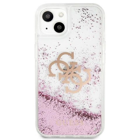 Etui na telefon iPhone 13 mini Guess różowe hardcase Big Liquid Glitter