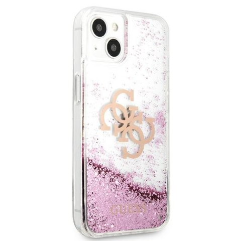 Etui na telefon iPhone 13 mini Guess różowe hardcase Big Liquid Glitter