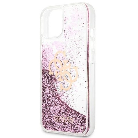 Etui na telefon iPhone 13 mini Guess różowe hardcase Big Liquid Glitter