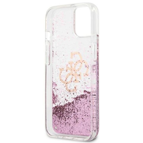 Etui na telefon iPhone 13 mini Guess różowe hardcase Big Liquid Glitter