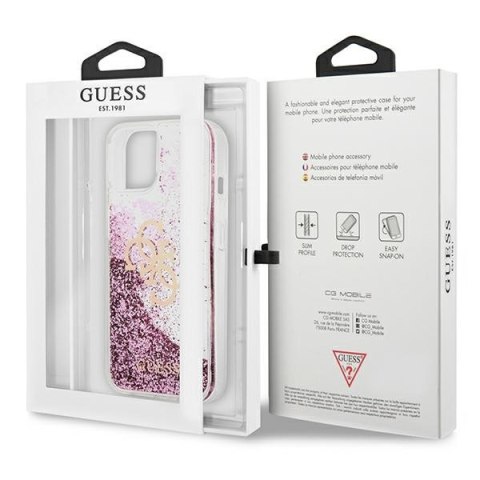 Etui na telefon iPhone 13 mini Guess różowe hardcase Big Liquid Glitter