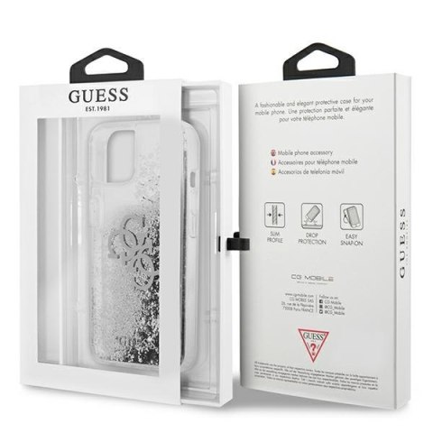 Etui na telefon iPhone 13 mini Guess srebrne hardcase Big Glitter