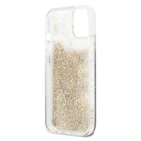 Etui na telefon iPhone 13 mini Guess złote hardcase Peony Glitter