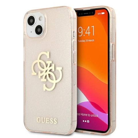 Etui na telefon iPhone 13 mini Guess złote hardcase Glitter 4G