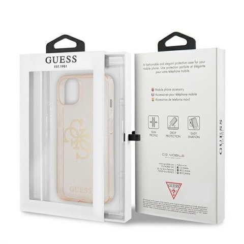 Etui na telefon iPhone 13 mini Guess złote hardcase Glitter 4G