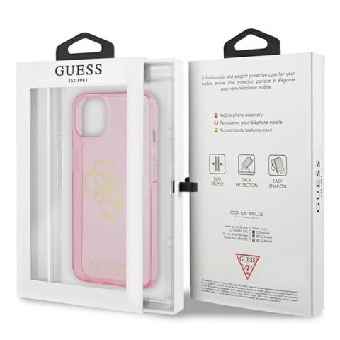 Etui na telefon iPhone 13 mini Guess różowe hardcase Glitter 4G