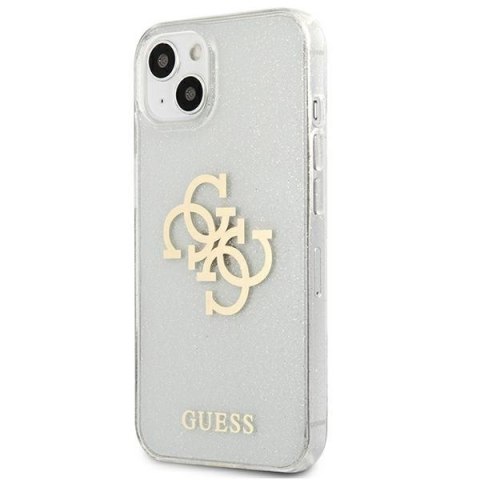 Etui na telefon iPhone 13 mini Guess Glitter 4G Big Logo przezroczyste