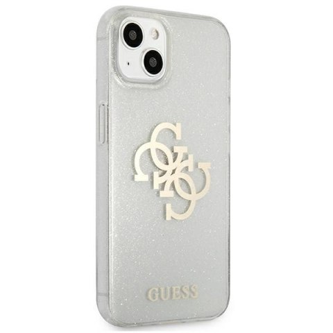 Etui na telefon iPhone 13 mini Guess Glitter 4G Big Logo przezroczyste