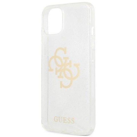 Etui na telefon iPhone 13 mini Guess Glitter 4G Big Logo przezroczyste