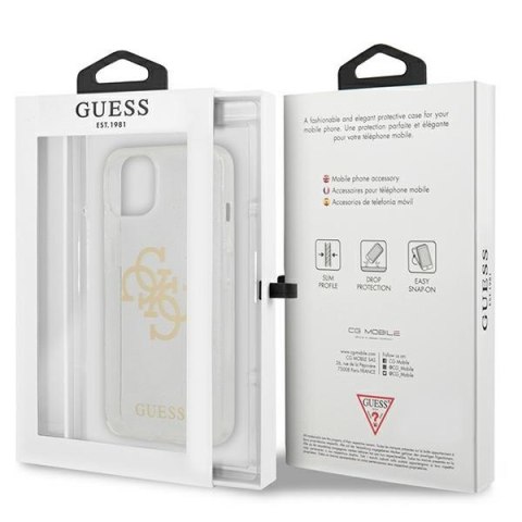 Etui na telefon iPhone 13 mini Guess Glitter 4G Big Logo przezroczyste