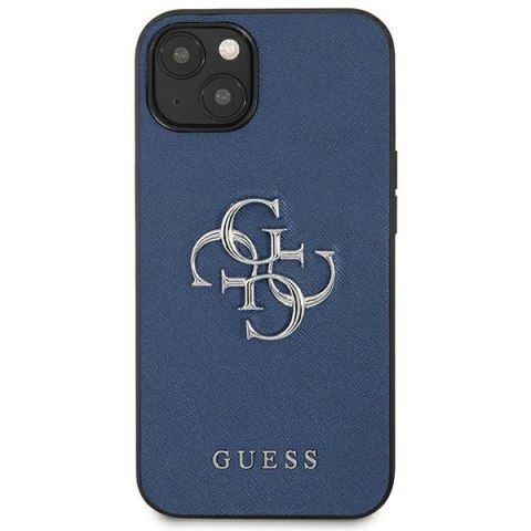 Etui na telefon iPhone 13 mini Guess niebieskie hardcase Saffiano