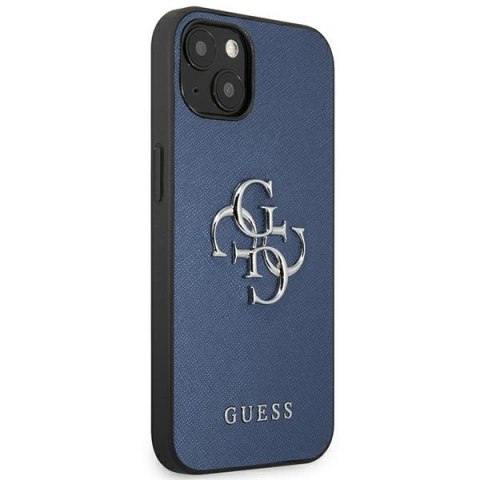 Etui na telefon iPhone 13 mini Guess niebieskie hardcase Saffiano