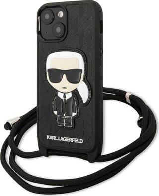 Etui na telefon iPhone 13 mini Karl Lagerfeld czarne Monogram Patch