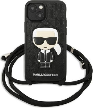 Etui na telefon iPhone 13 mini Karl Lagerfeld czarne Monogram Patch