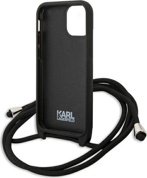 Etui na telefon iPhone 13 mini Karl Lagerfeld czarne Monogram Patch