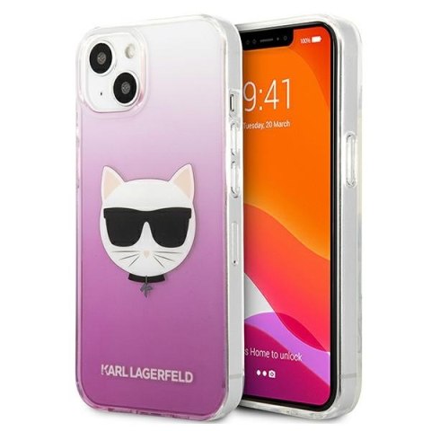 Etui na telefon iPhone 13 mini Karl Lagerfeld Choupette różowe