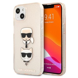 Etui na telefon iPhone 13 mini Karl Lagerfeld złote Glitter Choupette