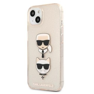 Etui na telefon iPhone 13 mini Karl Lagerfeld złote Glitter Choupette