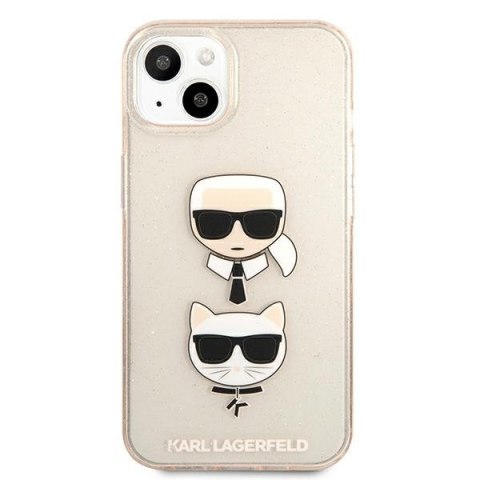 Etui na telefon iPhone 13 mini Karl Lagerfeld złote Glitter Choupette