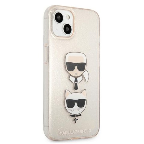 Etui na telefon iPhone 13 mini Karl Lagerfeld złote Glitter Choupette