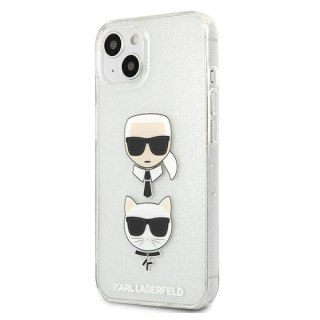 Etui na telefon iPhone 13 mini Karl Lagerfeld srebrne Glitter Choupette