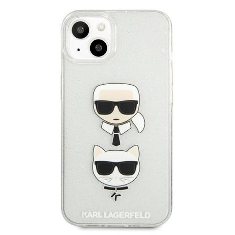 Etui na telefon iPhone 13 mini Karl Lagerfeld srebrne Glitter Choupette