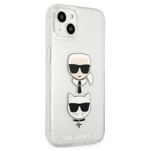 Etui na telefon iPhone 13 mini Karl Lagerfeld srebrne Glitter Choupette