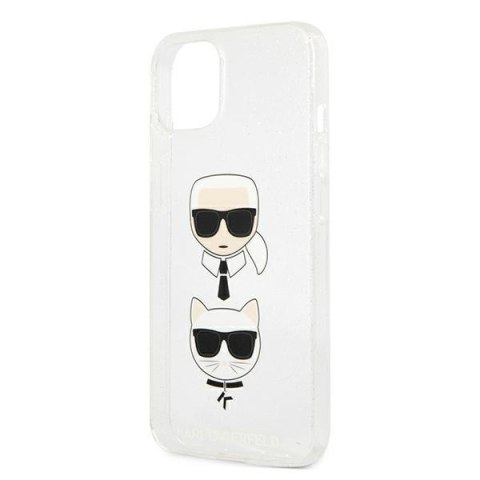 Etui na telefon iPhone 13 mini Karl Lagerfeld srebrne Glitter Choupette