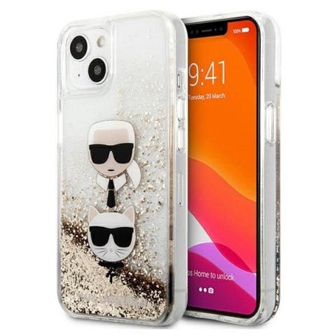 Etui na telefon iPhone 13 mini Karl Lagerfeld złote z brokatem