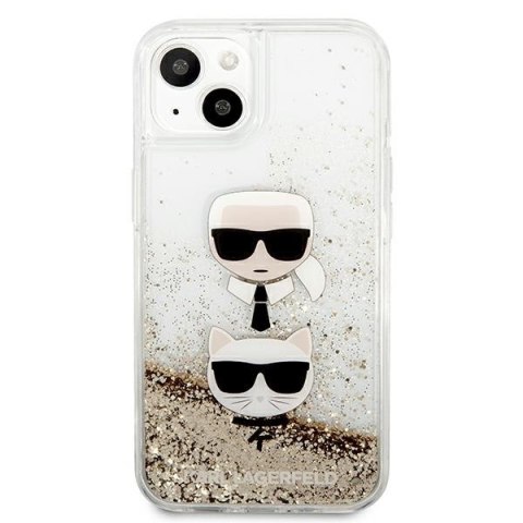 Etui na telefon iPhone 13 mini Karl Lagerfeld złote z brokatem