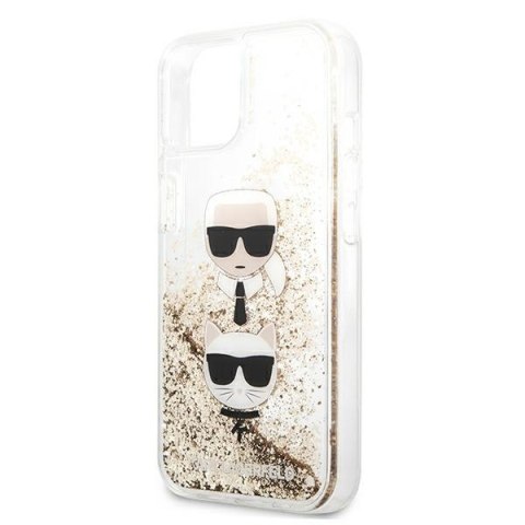 Etui na telefon iPhone 13 mini Karl Lagerfeld złote z brokatem