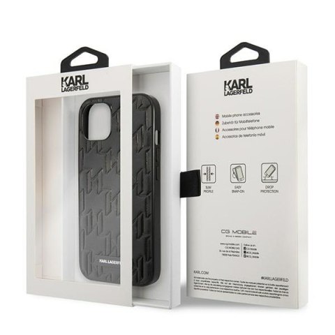 Etui na telefon iPhone 13 mini Karl Lagerfeld czarne Monogram Plaque