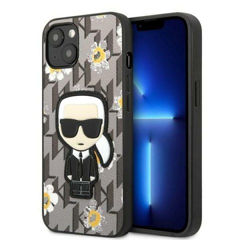 Etui na telefon iPhone 13 mini Karl Lagerfeld Flower Ikonik szare