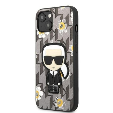 Etui na telefon iPhone 13 mini Karl Lagerfeld Flower Ikonik szare