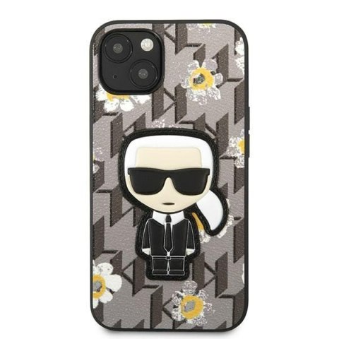 Etui na telefon iPhone 13 mini Karl Lagerfeld Flower Ikonik szare