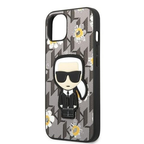 Etui na telefon iPhone 13 mini Karl Lagerfeld Flower Ikonik szare