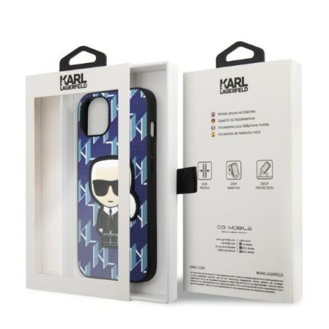 Etui na telefon iPhone 13 mini Karl Lagerfeld niebieskie Monogram