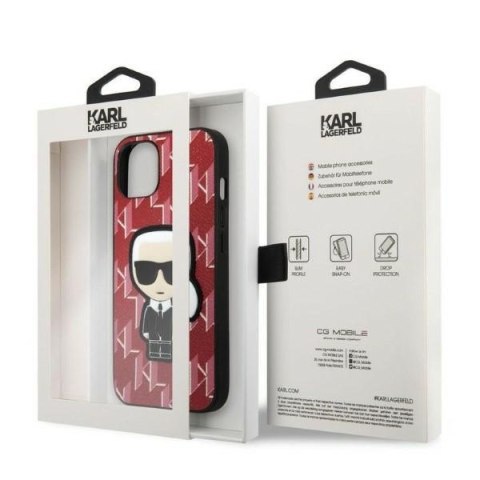 Etui na telefon iPhone 13 mini Karl Lagerfeld Monogram Ikonik Patch czerwone