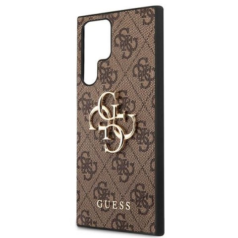 Etui na telefon Samsung Galaxy S22 Ultra Guess hardcase Big Metal Logo brązowe