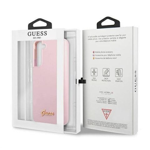 Etui Samsung Galaxy S22+ Plus Guess hardcase Silicone Script Metal Logo lawendowe