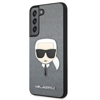 Etui na telefon Samsung Galaxy S22+ Karl Lagerfeld srebrne Saffiano