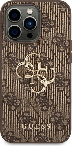 Etui na telefon iPhone 14 Pro Max Guess brązowe hardcase z logo