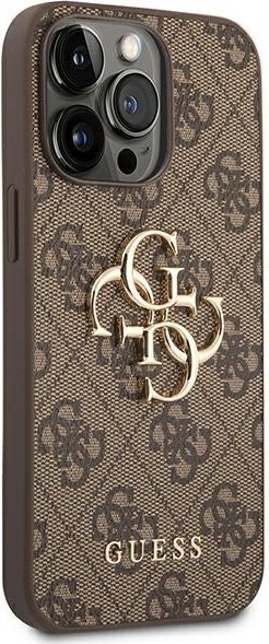 Etui na telefon iPhone 14 Pro Max Guess brązowe hardcase z logo